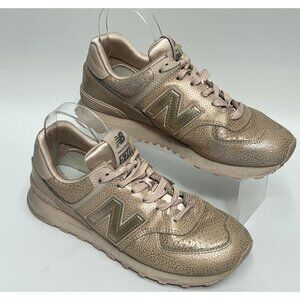 New Balance 574 Shoes Sneakers Womens Size 9 Champaign Pink Metallic WL574SOJ